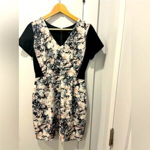 Club Monaco Black and Cream Mini Dress